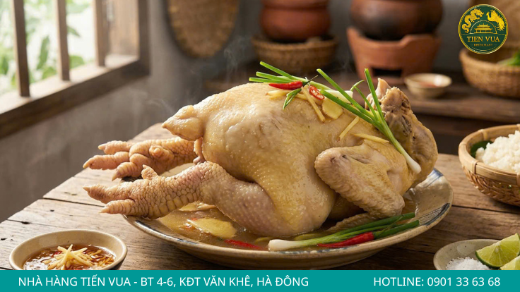 Gà Đông Tảo hấp lá chanh giữ trọn vị ngọt tự nhiên và hương thơm đặc trưng