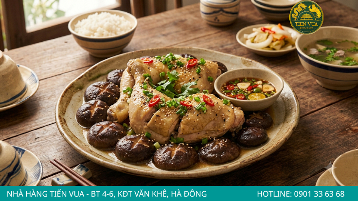Gà Đông Tảo hấp nấm hương thanh nhẹ, bổ dưỡng và dễ tiêu hóa