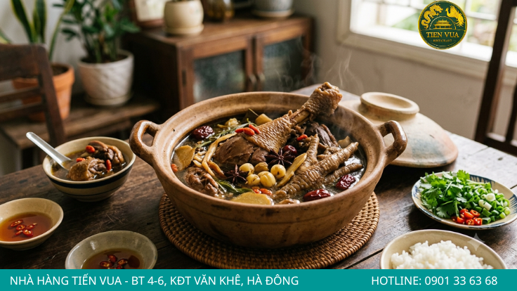 Sự hòa quyện giữa gà Đông Tảo và thuốc bắc tạo nên hương vị đặc biệt khó quên